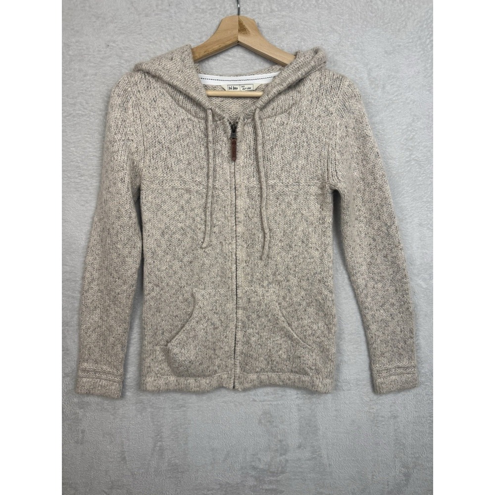 Fat Face Amelie Knit Zip-Up Hoodie Chunky Knit Beige Sweater